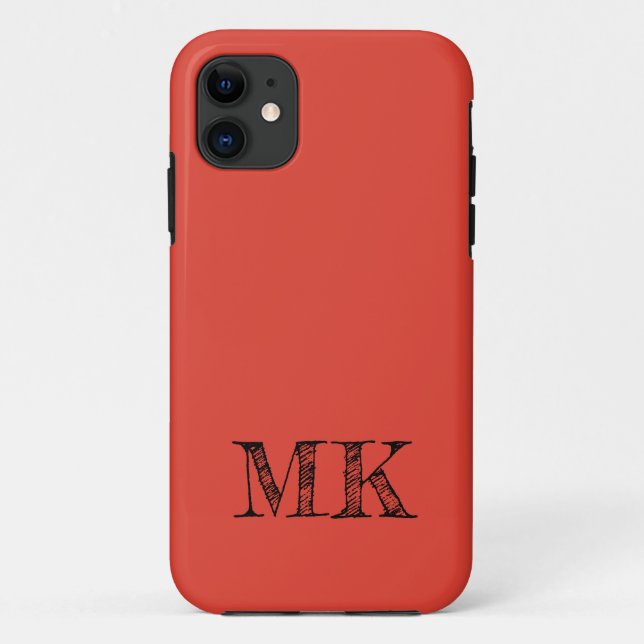 Vermilion Solid Colour | Modern Minimal Initial  Case-Mate iPhone Case (Back)