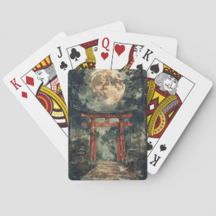 Vermilion Temple Gate Watercolor Ink (3) Playing Cards