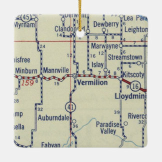 Vermillion AB Vintage Map Ceramic Ornament