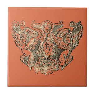 Vermillion - Angels - Coat of arms Emblem baroque Tile