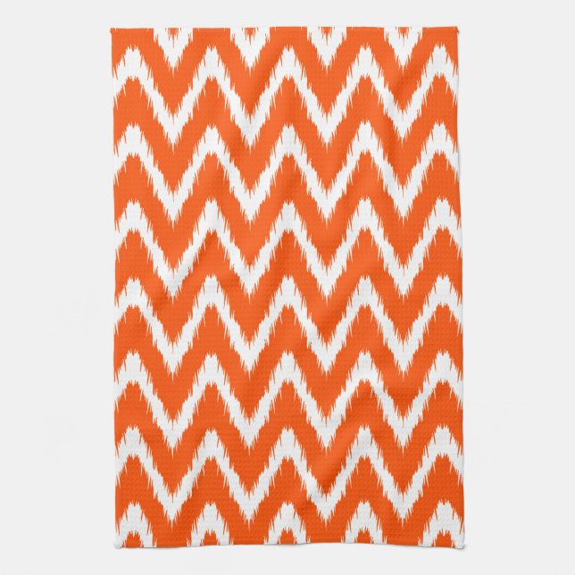 Vermillion Asian Moods Ikat Chevrons Tea Towel (Vertical)