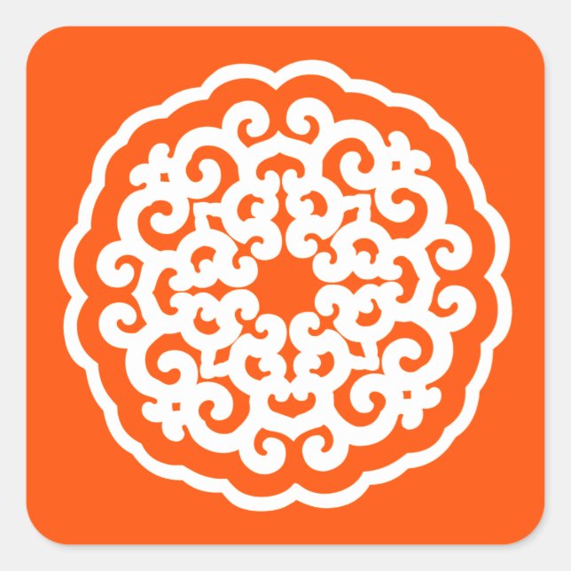 Vermillion Asian Moods Mandalla Square Sticker (Front)