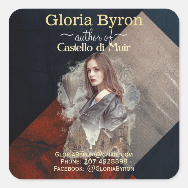 Vermillion Black Bookmarks Author Promotions Square Sticker (Front)