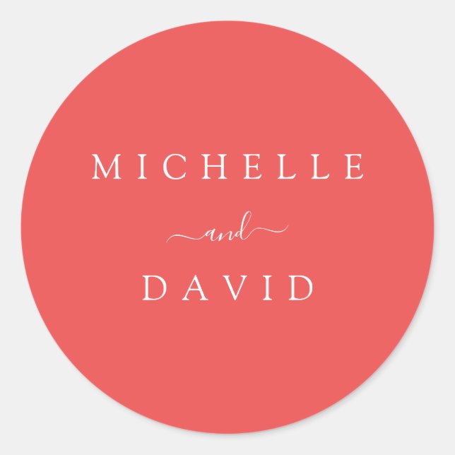 Vermillion Bride and Groom Wedding Classic Round Sticker (Front)