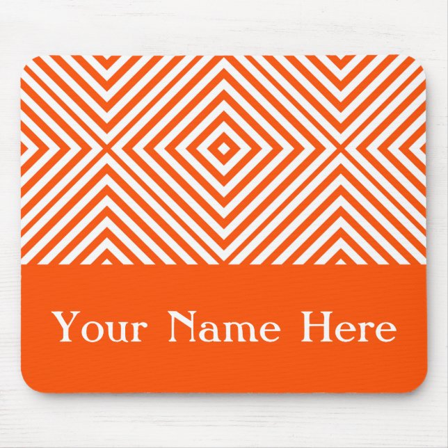 Vermillion Diamond Chevron with custom name Mouse Mat (Front)