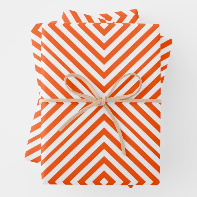 Vermillion Diamond Chevron Wrapping Paper Sheet (In situ)