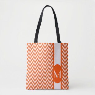 Vermillion Elegant Chevron Design with monogram Tote Bag