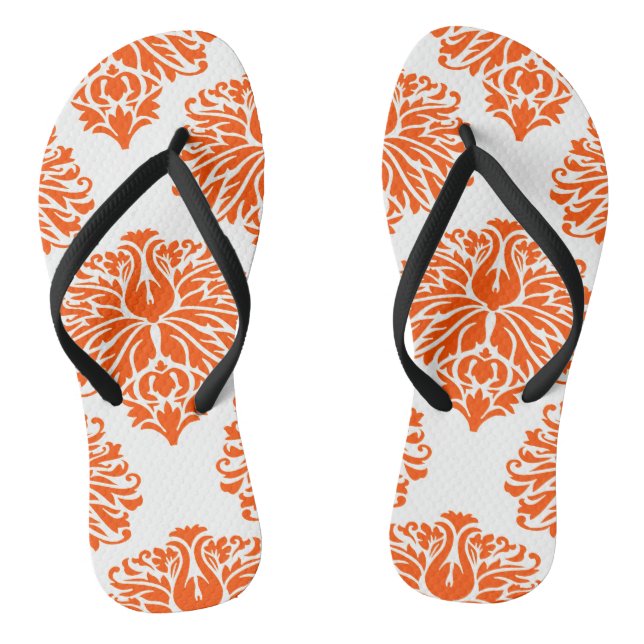 Vermillion Elegant Damask Flip Flops (Footbed)