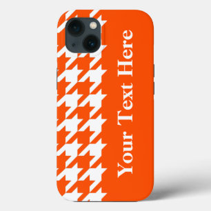 Vermillion Elegant Houndstooth with custom text iPhone 13 Case