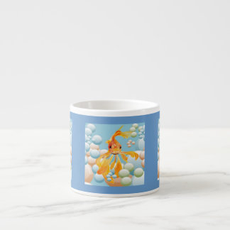 Vermillion Goldfish In Pastel Bubble Water Espresso Cup