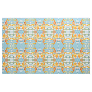 Vermillion Goldfish In Pastel Bubble Water Fabric