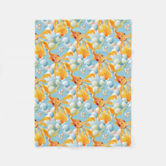 Vermillion Goldfish In Pastel Bubble Water Fleece Blanket