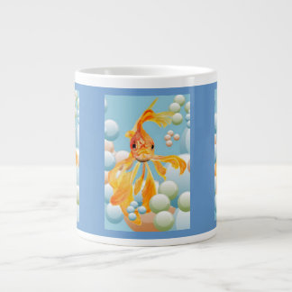 Vermillion Goldfish In Pastel Bubble Water Large Coffee Mug