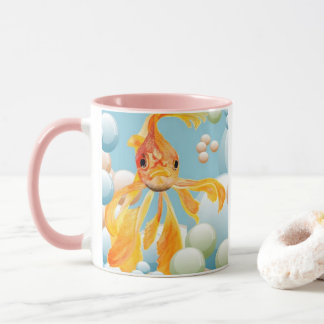 Vermillion Goldfish In Pastel Bubble Water Mug
