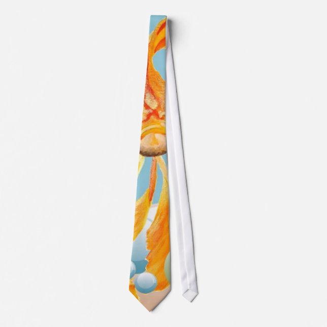 Vermillion Goldfish In Pastel Bubble Water Tie (Front)
