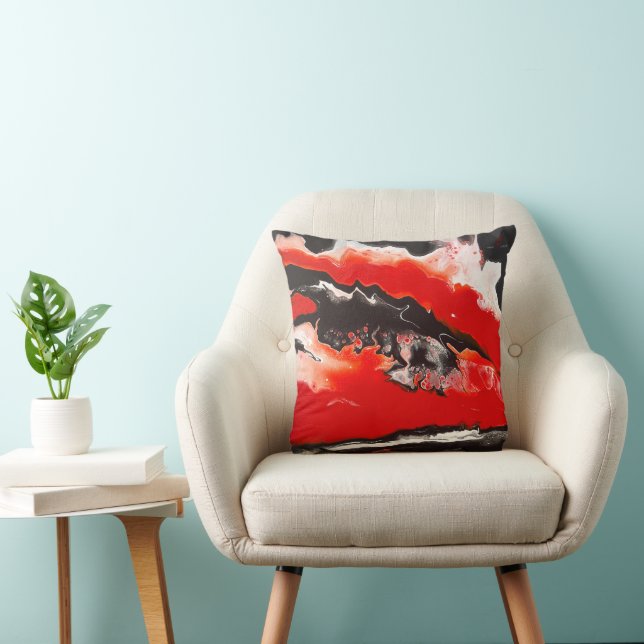 Vermillion Red Abstract Throw Pillow Home Decor (Chair)