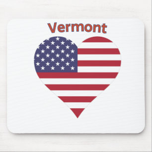 Vermont American Flag Heart Mouse Mat