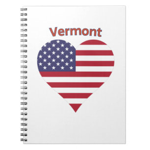 Vermont American Flag Heart Notebook