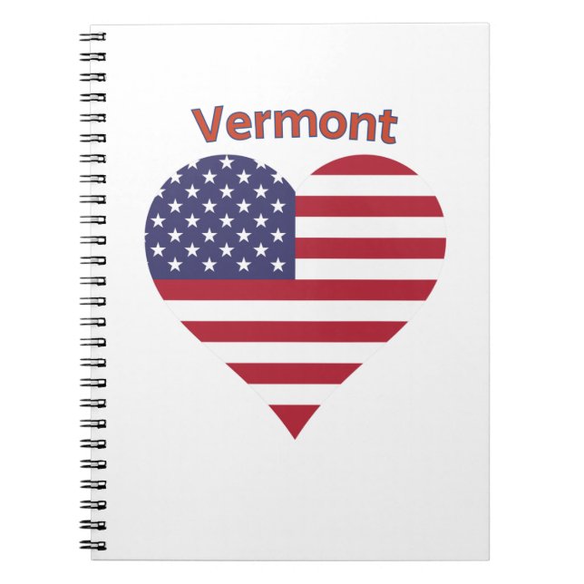 Vermont American Flag Heart Notebook (Front)