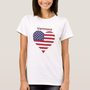Vermont American Flag Heart T-Shirt