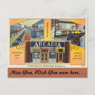 Vermont, Arcadia Restaurant, Burlington Postcard