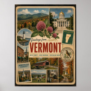Vermont Authentic Vintage Style Poster