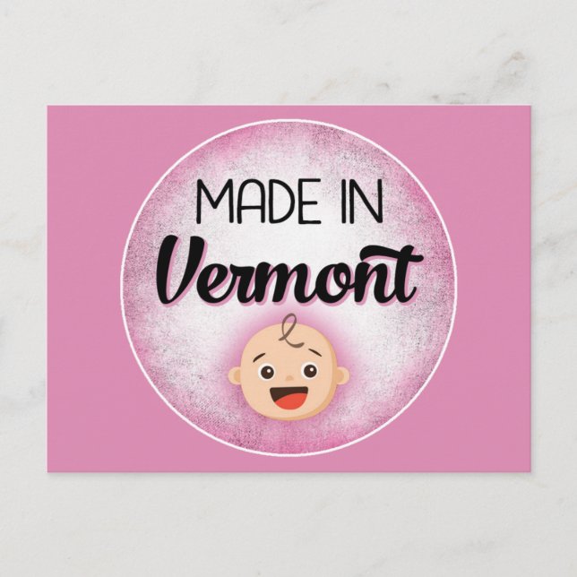 Vermont Baby Funny Pink New Girl Postcard (Front)