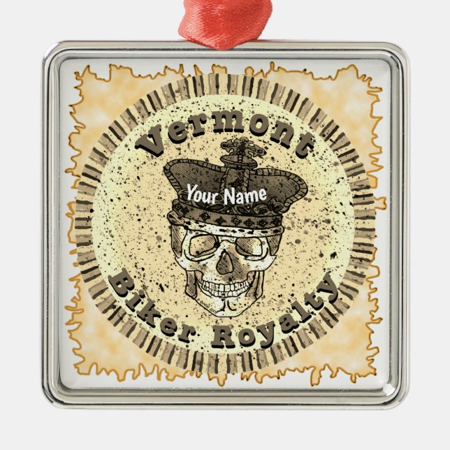 Vermont Biker Metal Tree Decoration (Front)