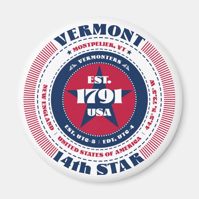 Vermont Circle Typography Souvenir Magnet (Front)