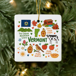 Vermont Custom Family Trip Christmas Ceramic Ornament