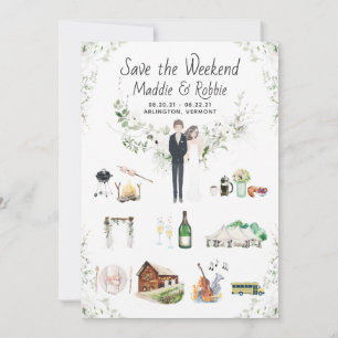 Vermont Destination Wedding Itinerary Map Custom Invitation