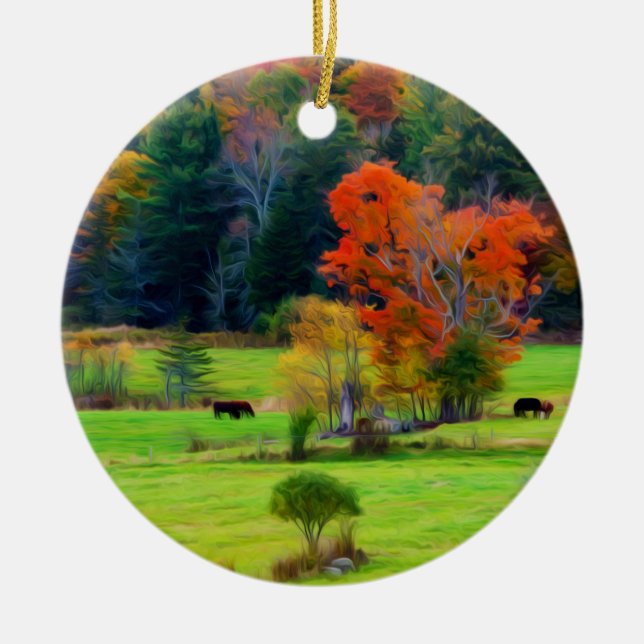 Vermont Fall Ceramic Tree Decoration (Front)