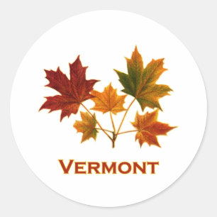 Vermont Fall Foliage - Maple Leaves Classic Round Sticker