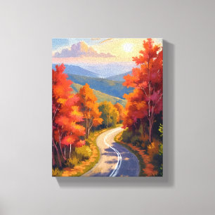 Vermont Fall Foliage Watercolor Landscape Canvas Print