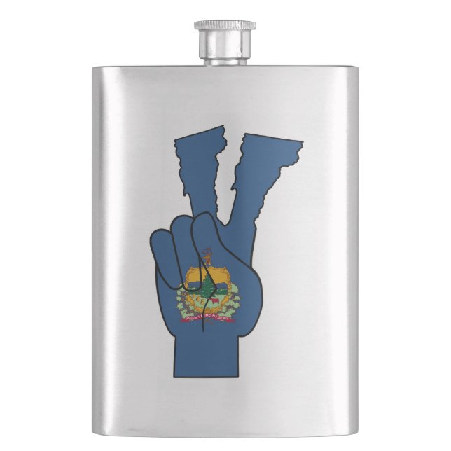 Vermont Flag Peace Sign Flask (Front)