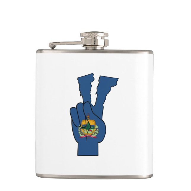 Vermont Flag Peace Sign Hip Flask (Front)