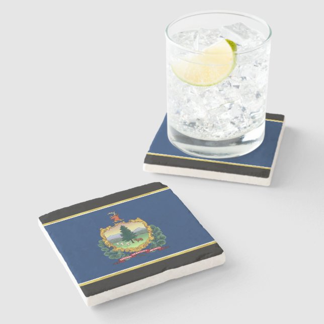 Vermont flag stone coaster (Side)