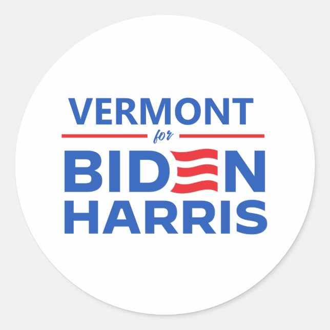 Vermont for Biden Harris Classic Round Sticker (Front)