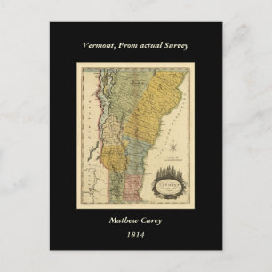Vermont, From actual Survey - Vintage 1814 Map Postcard