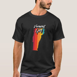 Vermont Girl Home State Retro 70s Stripes Vermont T-Shirt