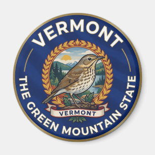 🐦 Vermont Green Mountain State Bird Heritage Magnet