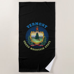 VERMONT GREEN MOUNTAIN STATE FLAG BEACH TOWEL