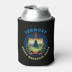 VERMONT GREEN MOUNTAIN STATE FLAG  CAN COOLER