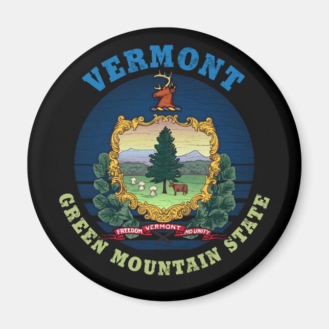VERMONT GREEN MOUNTAIN STATE FLAG MAGNET (Front)