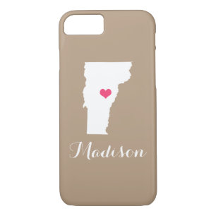 Vermont Heart Mocha Brown Custom Monogram iPhone 8/7 Case