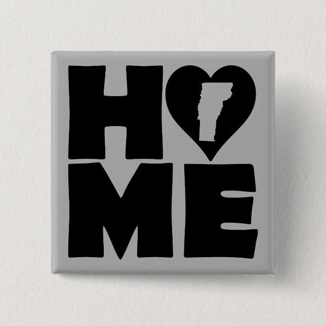 Vermont Home Heart State Button Badge Pin (Front)
