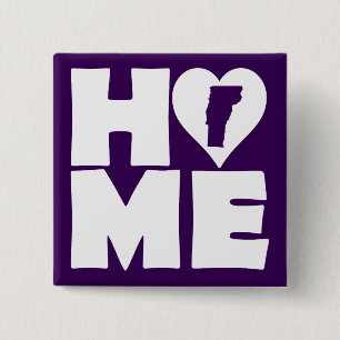 Vermont Home Heart State Button Badge Pin