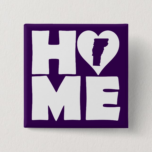 Vermont Home Heart State Button Badge Pin (Front)