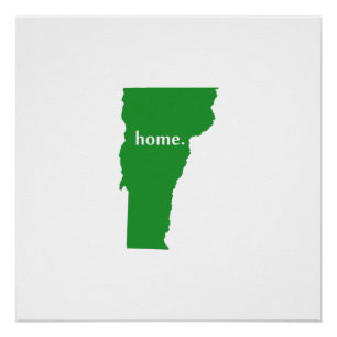 Vermont home silhouette state map poster