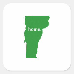 Vermont home silhouette state map square sticker